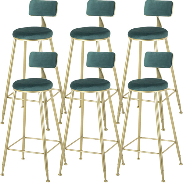 Modern Style Upholstered Counter Stool Bar-height Bar Stool with Footrest Green Gold 6 Piece Set Clearhalo 'Bar Furniture' 'Bar Stools' 'bar_stools' 'furn' 'furn_bar_stools' 'Furniture' 'Kitchen & Dining Furniture' 6263477