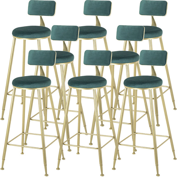Modern Style Upholstered Counter Stool Bar-height Bar Stool with Footrest Green Gold 8 Piece Set Clearhalo 'Bar Furniture' 'Bar Stools' 'bar_stools' 'furn' 'furn_bar_stools' 'Furniture' 'Kitchen & Dining Furniture' 6263478