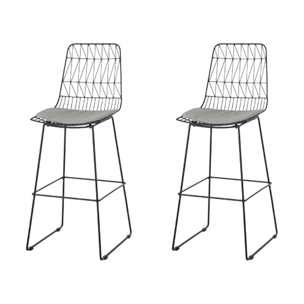 Modern Style Upholstered Counter Stool Bar-height Bar Stool with Footrest Black 2 Piece Set Clearhalo 'Bar Furniture' 'Bar Stools' 'bar_stools' 'furn' 'furn_bar_stools' 'Furniture' 'Kitchen & Dining Furniture' 6263480