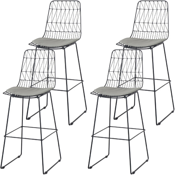 Modern Style Upholstered Counter Stool Bar-height Bar Stool with Footrest Black 4 Piece Set Clearhalo 'Bar Furniture' 'Bar Stools' 'bar_stools' 'furn' 'furn_bar_stools' 'Furniture' 'Kitchen & Dining Furniture' 6263481