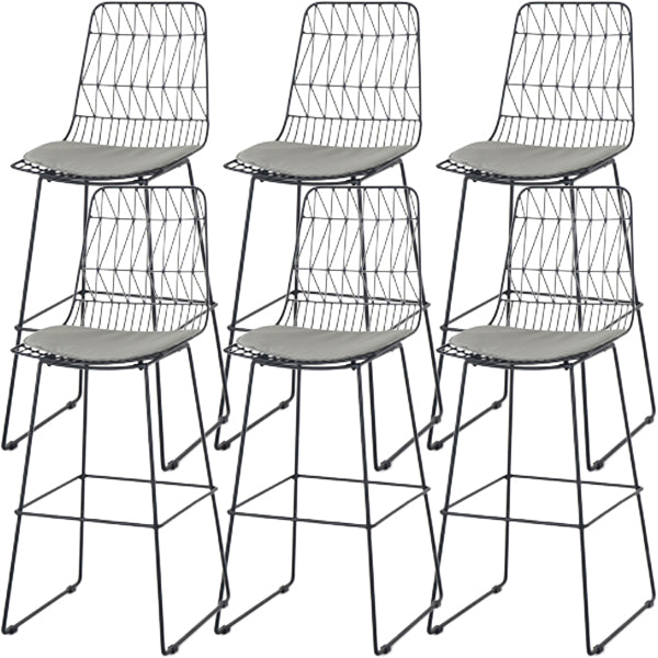 Modern Style Upholstered Counter Stool Bar-height Bar Stool with Footrest Black 6 Piece Set Clearhalo 'Bar Furniture' 'Bar Stools' 'bar_stools' 'furn' 'furn_bar_stools' 'Furniture' 'Kitchen & Dining Furniture' 6263482