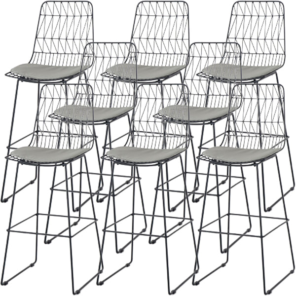 Modern Style Upholstered Counter Stool Bar-height Bar Stool with Footrest Black 8 Piece Set Clearhalo 'Bar Furniture' 'Bar Stools' 'bar_stools' 'furn' 'furn_bar_stools' 'Furniture' 'Kitchen & Dining Furniture' 6263483