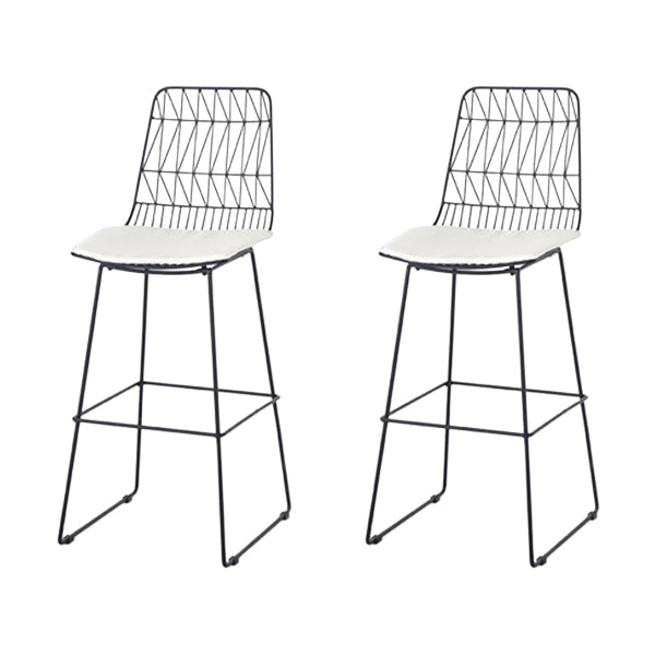 Modern Style Upholstered Counter Stool Bar-height Bar Stool with Footrest Black-White 2 Piece Set Clearhalo 'Bar Furniture' 'Bar Stools' 'bar_stools' 'furn' 'furn_bar_stools' 'Furniture' 'Kitchen & Dining Furniture' 6263485