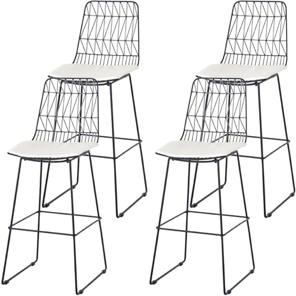 Modern Style Upholstered Counter Stool Bar-height Bar Stool with Footrest Black-White 4 Piece Set Clearhalo 'Bar Furniture' 'Bar Stools' 'bar_stools' 'furn' 'furn_bar_stools' 'Furniture' 'Kitchen & Dining Furniture' 6263486