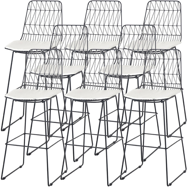 Modern Style Upholstered Counter Stool Bar-height Bar Stool with Footrest Black-White 8 Piece Set Clearhalo 'Bar Furniture' 'Bar Stools' 'bar_stools' 'furn' 'furn_bar_stools' 'Furniture' 'Kitchen & Dining Furniture' 6263488