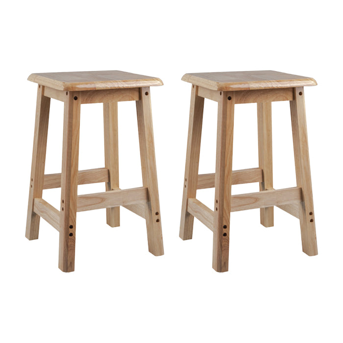 Contemporary Backless Square Seat Indoor Solid Wood Bar Stool 2 Piece Set Short Stool(18"H) Clearhalo 'Bar Furniture' 'Bar Stools' 'bar_stools' 'furn' 'furn_bar_stools' 'Furniture' 'Kitchen & Dining Furniture' 6263509