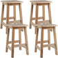 Contemporary Backless Square Seat Indoor Solid Wood Bar Stool 4 Piece Set Short Stool(18"H) Clearhalo 'Bar Furniture' 'Bar Stools' 'bar_stools' 'furn' 'furn_bar_stools' 'Furniture' 'Kitchen & Dining Furniture' 6263511