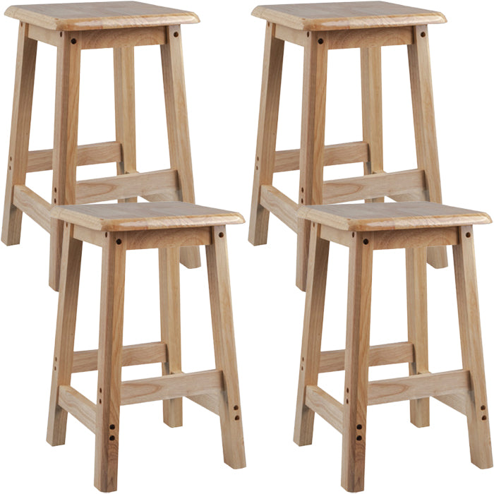 Contemporary Backless Square Seat Indoor Solid Wood Bar Stool 4 Piece Set Short Stool(18"H) Clearhalo 'Bar Furniture' 'Bar Stools' 'bar_stools' 'furn' 'furn_bar_stools' 'Furniture' 'Kitchen & Dining Furniture' 6263511