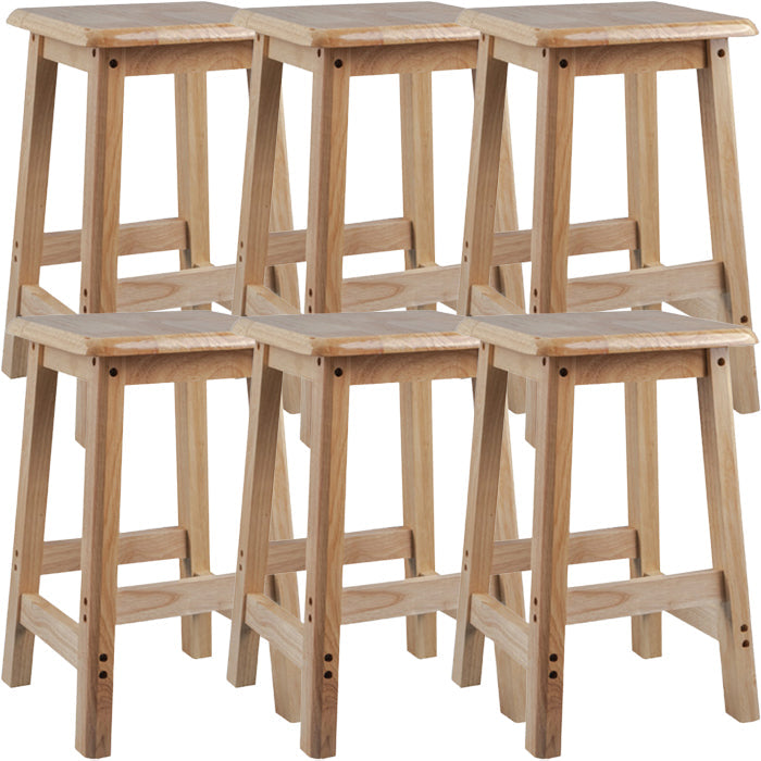 Contemporary Backless Square Seat Indoor Solid Wood Bar Stool 6 Piece Set Short Stool(18"H) Clearhalo 'Bar Furniture' 'Bar Stools' 'bar_stools' 'furn' 'furn_bar_stools' 'Furniture' 'Kitchen & Dining Furniture' 6263513