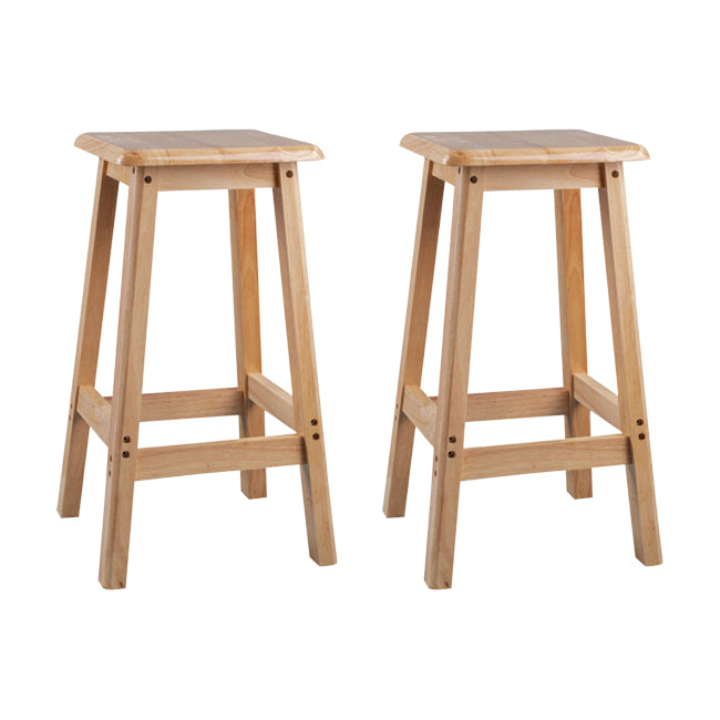 Contemporary Backless Square Seat Indoor Solid Wood Bar Stool 2 Piece Set Short Stool(20"H) Clearhalo 'Bar Furniture' 'Bar Stools' 'bar_stools' 'furn' 'furn_bar_stools' 'Furniture' 'Kitchen & Dining Furniture' 6263520