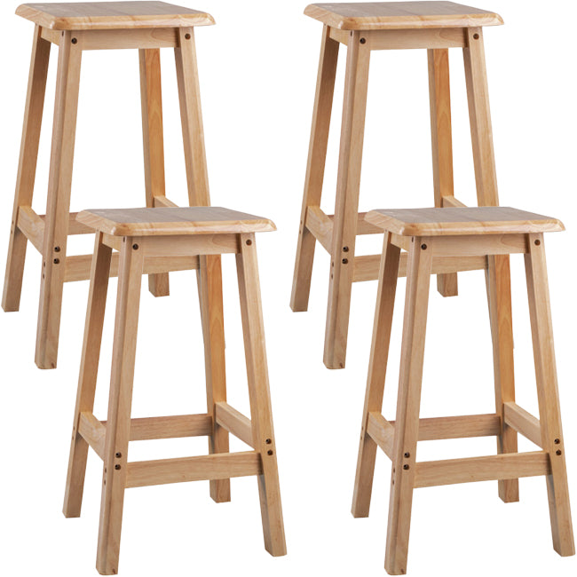 Contemporary Backless Square Seat Indoor Solid Wood Bar Stool 4 Piece Set Short Stool(20"H) Clearhalo 'Bar Furniture' 'Bar Stools' 'bar_stools' 'furn' 'furn_bar_stools' 'Furniture' 'Kitchen & Dining Furniture' 6263521