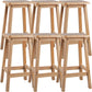 Contemporary Backless Square Seat Indoor Solid Wood Bar Stool 6 Piece Set Short Stool(20"H) Clearhalo 'Bar Furniture' 'Bar Stools' 'bar_stools' 'furn' 'furn_bar_stools' 'Furniture' 'Kitchen & Dining Furniture' 6263523
