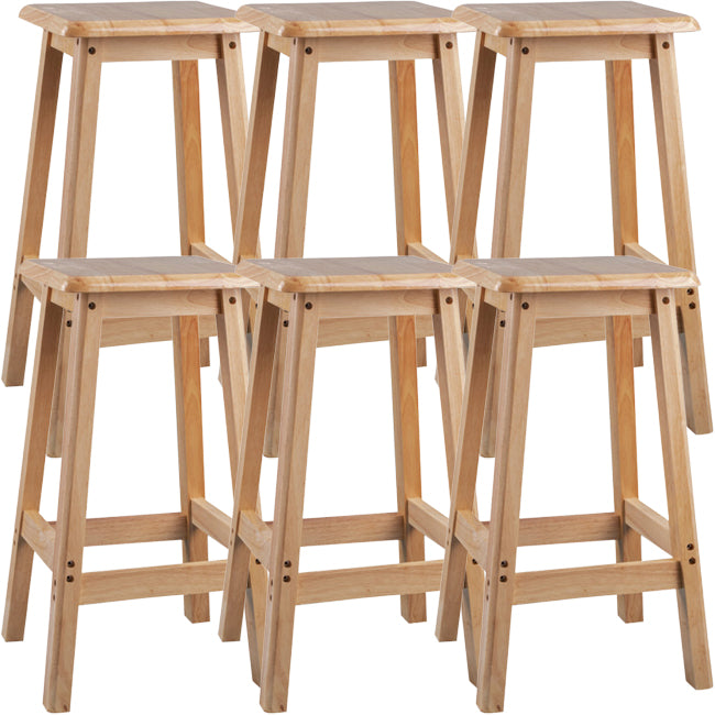 Contemporary Backless Square Seat Indoor Solid Wood Bar Stool 6 Piece Set Short Stool(20"H) Clearhalo 'Bar Furniture' 'Bar Stools' 'bar_stools' 'furn' 'furn_bar_stools' 'Furniture' 'Kitchen & Dining Furniture' 6263523