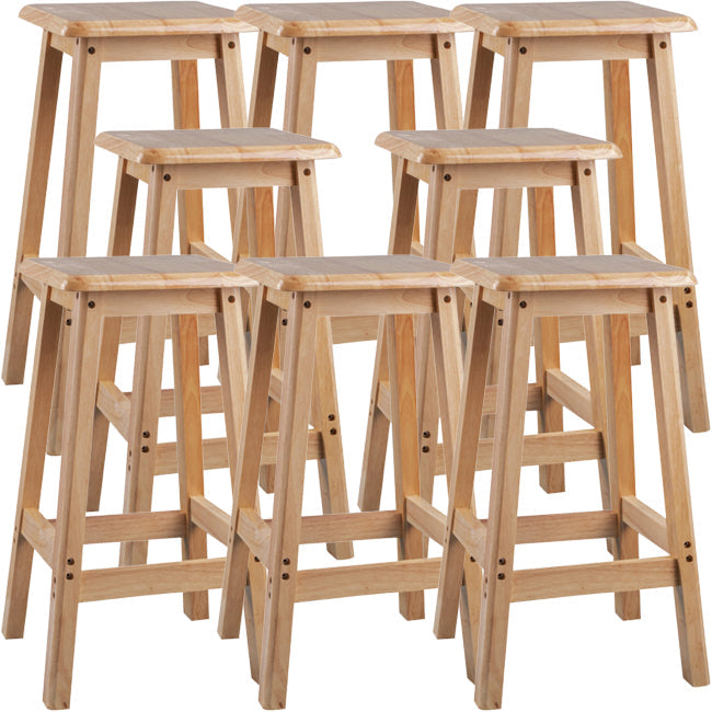 Contemporary Backless Square Seat Indoor Solid Wood Bar Stool 8 Piece Set Short Stool(20"H) Clearhalo 'Bar Furniture' 'Bar Stools' 'bar_stools' 'furn' 'furn_bar_stools' 'Furniture' 'Kitchen & Dining Furniture' 6263526