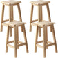 Contemporary Backless Square Seat Indoor Solid Wood Bar Stool 4 Piece Set Counter Stool (23.5"H) Clearhalo 'Bar Furniture' 'Bar Stools' 'bar_stools' 'furn' 'furn_bar_stools' 'Furniture' 'Kitchen & Dining Furniture' 6263531