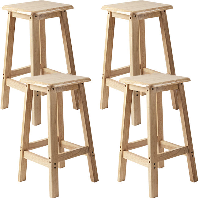 Contemporary Backless Square Seat Indoor Solid Wood Bar Stool 4 Piece Set Counter Stool (23.5"H) Clearhalo 'Bar Furniture' 'Bar Stools' 'bar_stools' 'furn' 'furn_bar_stools' 'Furniture' 'Kitchen & Dining Furniture' 6263531