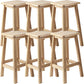 Contemporary Backless Square Seat Indoor Solid Wood Bar Stool 6 Piece Set Counter Stool (23.5"H) Clearhalo 'Bar Furniture' 'Bar Stools' 'bar_stools' 'furn' 'furn_bar_stools' 'Furniture' 'Kitchen & Dining Furniture' 6263533