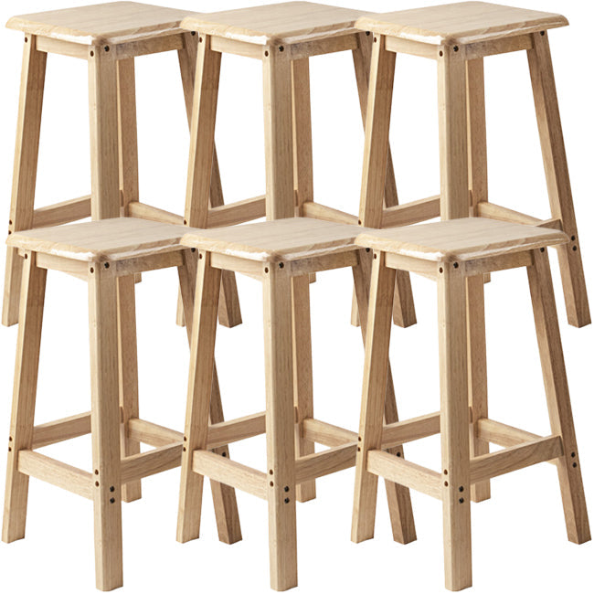 Contemporary Backless Square Seat Indoor Solid Wood Bar Stool 6 Piece Set Counter Stool (23.5"H) Clearhalo 'Bar Furniture' 'Bar Stools' 'bar_stools' 'furn' 'furn_bar_stools' 'Furniture' 'Kitchen & Dining Furniture' 6263533
