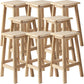 Contemporary Backless Square Seat Indoor Solid Wood Bar Stool 8 Piece Set Counter Stool (23.5"H) Clearhalo 'Bar Furniture' 'Bar Stools' 'bar_stools' 'furn' 'furn_bar_stools' 'Furniture' 'Kitchen & Dining Furniture' 6263536