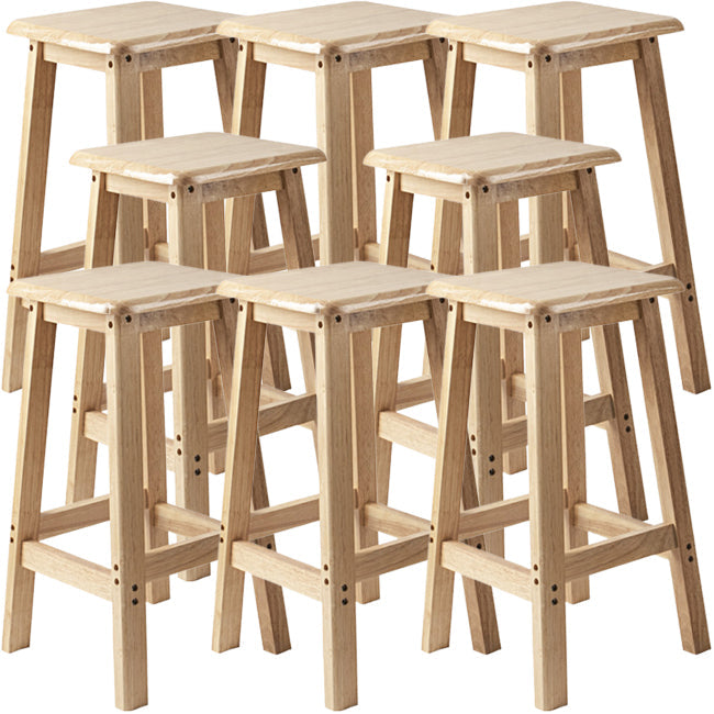 Contemporary Backless Square Seat Indoor Solid Wood Bar Stool 8 Piece Set Counter Stool (23.5"H) Clearhalo 'Bar Furniture' 'Bar Stools' 'bar_stools' 'furn' 'furn_bar_stools' 'Furniture' 'Kitchen & Dining Furniture' 6263536