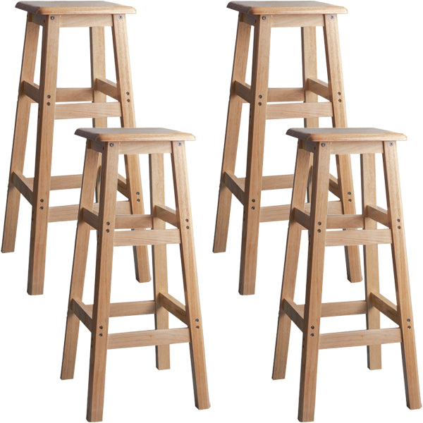 Contemporary Backless Square Seat Indoor Solid Wood Bar Stool 4 Piece Set Bar Stool(28"H) Clearhalo 'Bar Furniture' 'Bar Stools' 'bar_stools' 'furn' 'furn_bar_stools' 'Furniture' 'Kitchen & Dining Furniture' 6263538