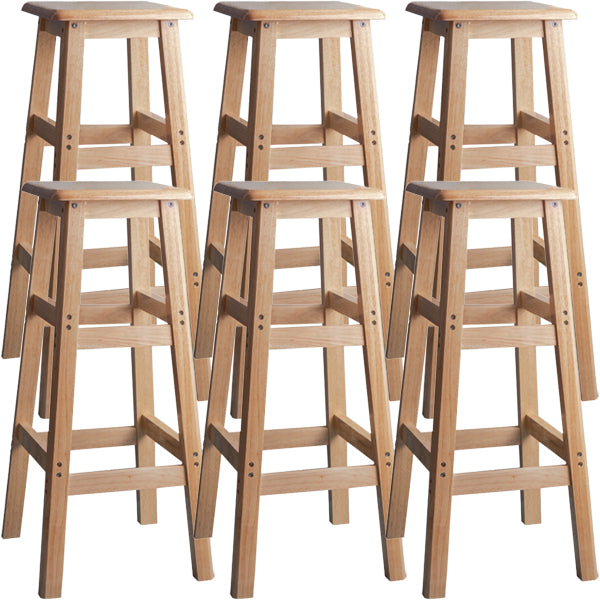 Contemporary Backless Square Seat Indoor Solid Wood Bar Stool 6 Piece Set Bar Stool(28"H) Clearhalo 'Bar Furniture' 'Bar Stools' 'bar_stools' 'furn' 'furn_bar_stools' 'Furniture' 'Kitchen & Dining Furniture' 6263539