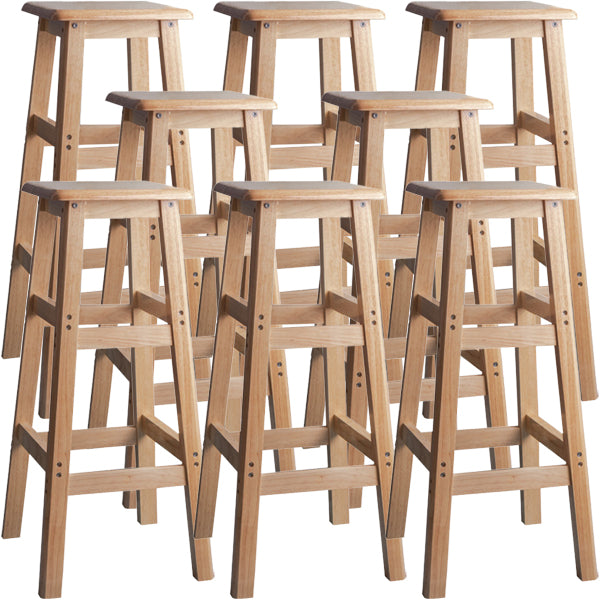 Contemporary Backless Square Seat Indoor Solid Wood Bar Stool 8 Piece Set Bar Stool(28"H) Clearhalo 'Bar Furniture' 'Bar Stools' 'bar_stools' 'furn' 'furn_bar_stools' 'Furniture' 'Kitchen & Dining Furniture' 6263540