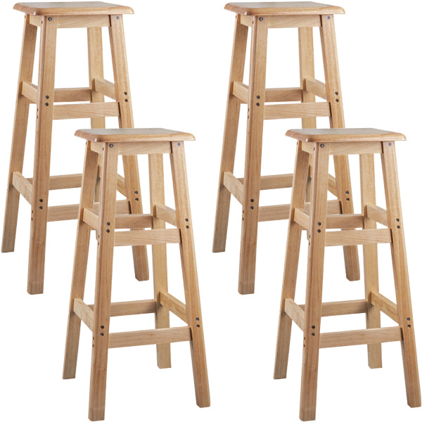 Contemporary Backless Square Seat Indoor Solid Wood Bar Stool 4 Piece Set Bar Stool(31"H) Clearhalo 'Bar Furniture' 'Bar Stools' 'bar_stools' 'furn' 'furn_bar_stools' 'Furniture' 'Kitchen & Dining Furniture' 6263543