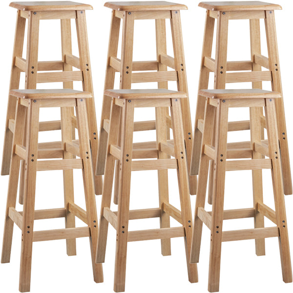Contemporary Backless Square Seat Indoor Solid Wood Bar Stool 6 Piece Set Bar Stool(31"H) Clearhalo 'Bar Furniture' 'Bar Stools' 'bar_stools' 'furn' 'furn_bar_stools' 'Furniture' 'Kitchen & Dining Furniture' 6263544
