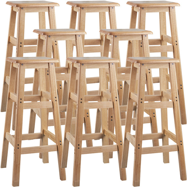Contemporary Backless Square Seat Indoor Solid Wood Bar Stool 8 Piece Set Bar Stool(31"H) Clearhalo 'Bar Furniture' 'Bar Stools' 'bar_stools' 'furn' 'furn_bar_stools' 'Furniture' 'Kitchen & Dining Furniture' 6263545