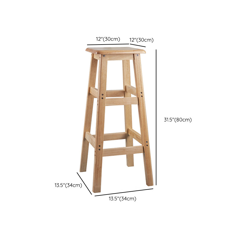 Contemporary Backless Square Seat Indoor Solid Wood Bar Stool Clearhalo 'Bar Furniture' 'Bar Stools' 'bar_stools' 'furn' 'furn_bar_stools' 'Furniture' 'Kitchen & Dining Furniture' 6263550