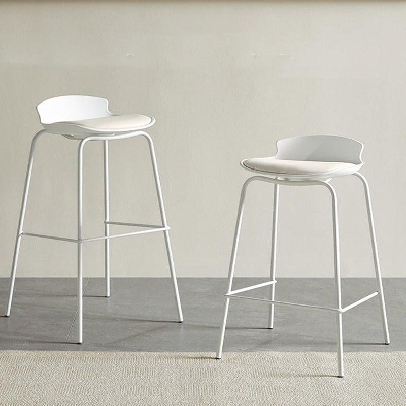 Contemporary Metal Frame Bar Stool White Plastic Bucket Seat for Living Room