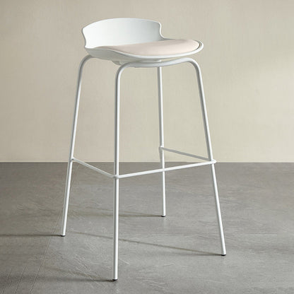 Contemporary Metal Frame Bar Stool White Plastic Bucket Seat for Living Room