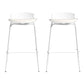 Contemporary Metal Frame Bar Stool White Plastic Bucket Seat for Living Room