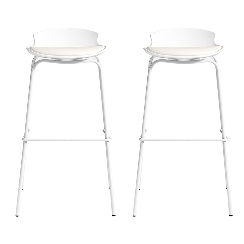 Contemporary Metal Frame Bar Stool White Plastic Bucket Seat for Living Room