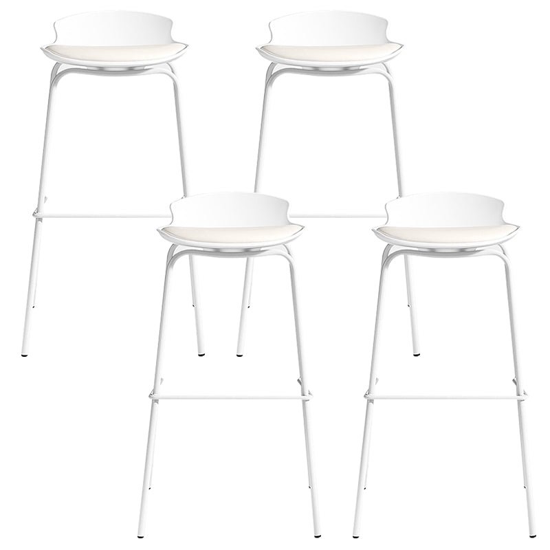 Contemporary Metal Frame Bar Stool White Plastic Bucket Seat for Living Room