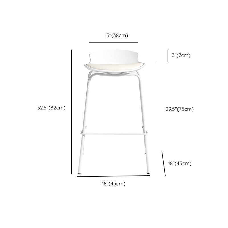 Contemporary Metal Frame Bar Stool White Plastic Bucket Seat for Living Room