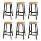Backless Solid Wood Bar Stool Contemporary Natural Stool with Metal Legs 6 Piece Set Square Counter Stool(26"H) Clearhalo 'Bar Furniture' 'Bar Stools' 'bar_stools' 'furn' 'furn_bar_stools' 'Furniture' 'Kitchen & Dining Furniture' 6263573