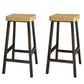 Backless Solid Wood Bar Stool Contemporary Natural Stool with Metal Legs 2 Piece Set Square Bar Stool(30"H) Clearhalo 'Bar Furniture' 'Bar Stools' 'bar_stools' 'furn' 'furn_bar_stools' 'Furniture' 'Kitchen & Dining Furniture' 6263578