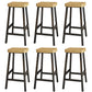 Backless Solid Wood Bar Stool Contemporary Natural Stool with Metal Legs 6 Piece Set Square Bar Stool(30"H) Clearhalo 'Bar Furniture' 'Bar Stools' 'bar_stools' 'furn' 'furn_bar_stools' 'Furniture' 'Kitchen & Dining Furniture' 6263581
