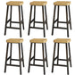 Backless Solid Wood Bar Stool Contemporary Natural Stool with Metal Legs 6 Piece Set Square Bar Stool(28"H) Clearhalo 'Bar Furniture' 'Bar Stools' 'bar_stools' 'furn' 'furn_bar_stools' 'Furniture' 'Kitchen & Dining Furniture' 6263585