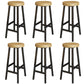 Backless Solid Wood Bar Stool Contemporary Natural Stool with Metal Legs 6 Piece Set Round Counter Stool(26"H) Clearhalo 'Bar Furniture' 'Bar Stools' 'bar_stools' 'furn' 'furn_bar_stools' 'Furniture' 'Kitchen & Dining Furniture' 6263589