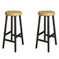 Backless Solid Wood Bar Stool Contemporary Natural Stool with Metal Legs 2 Piece Set Round Bar Stool(28"H) Clearhalo 'Bar Furniture' 'Bar Stools' 'bar_stools' 'furn' 'furn_bar_stools' 'Furniture' 'Kitchen & Dining Furniture' 6263595