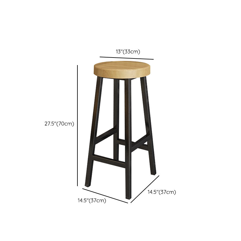 Backless Solid Wood Bar Stool Contemporary Natural Stool with Metal Legs Clearhalo 'Bar Furniture' 'Bar Stools' 'bar_stools' 'furn' 'furn_bar_stools' 'Furniture' 'Kitchen & Dining Furniture' 6263600