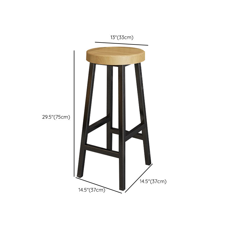 Backless Solid Wood Bar Stool Contemporary Natural Stool with Metal Legs Clearhalo 'Bar Furniture' 'Bar Stools' 'bar_stools' 'furn' 'furn_bar_stools' 'Furniture' 'Kitchen & Dining Furniture' 6263601