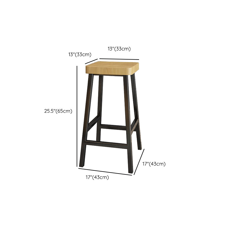 Backless Solid Wood Bar Stool Contemporary Natural Stool with Metal Legs Clearhalo 'Bar Furniture' 'Bar Stools' 'bar_stools' 'furn' 'furn_bar_stools' 'Furniture' 'Kitchen & Dining Furniture' 6263602