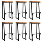 Metal Legs Bar Stool Contemporary Solid Wood Backless Bar Stool