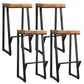 Metal Legs Bar Stool Contemporary Solid Wood Backless Bar Stool