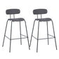Taburete de bar tapizado de cuero sin brazos con respaldo moderno y base de metal