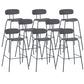 Taburete de bar tapizado de cuero sin brazos con respaldo moderno y base de metal